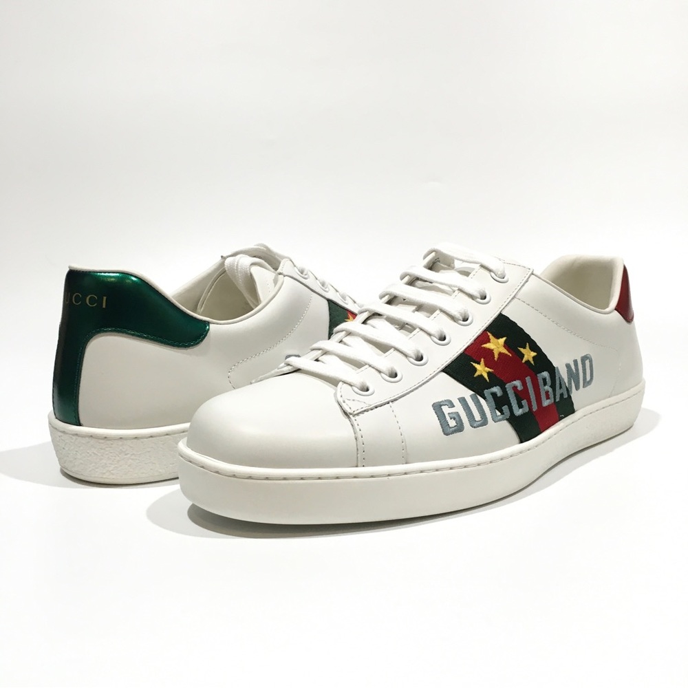 Gucci Web Ace Leather Sneakers Gucci Band Logo -White -Men’s US 10 -NIB